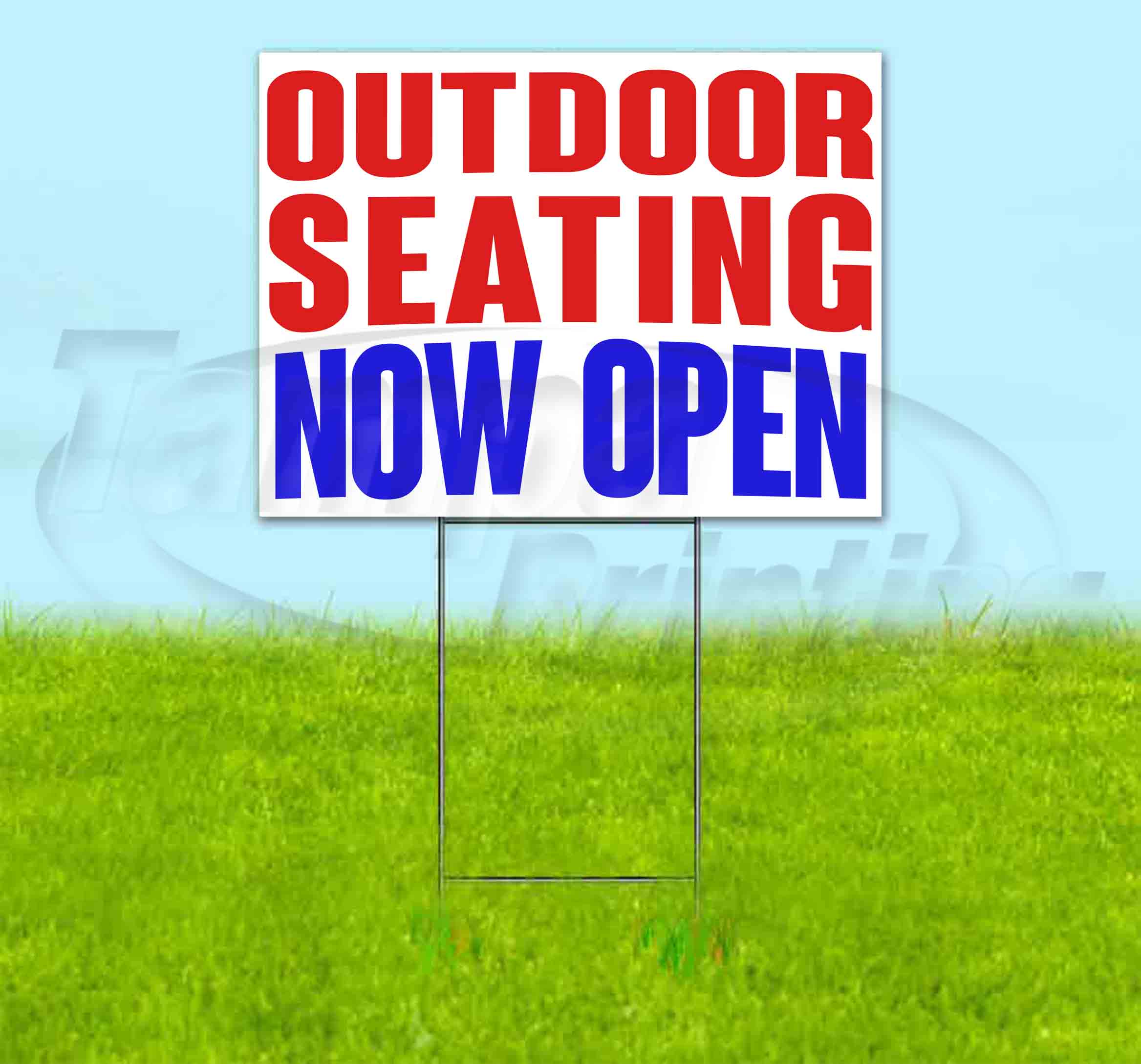 Outdoor Seating Now Open 18 X 24 Yard Sign Includes Metal Step Outdoor Seating Now Open 18 X 24 Yard Sign Includes Metal Step